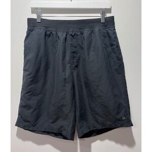 prAna Black Athletic Shorts Mens Size L Elastic Waist Pockets Recycled Polyester
